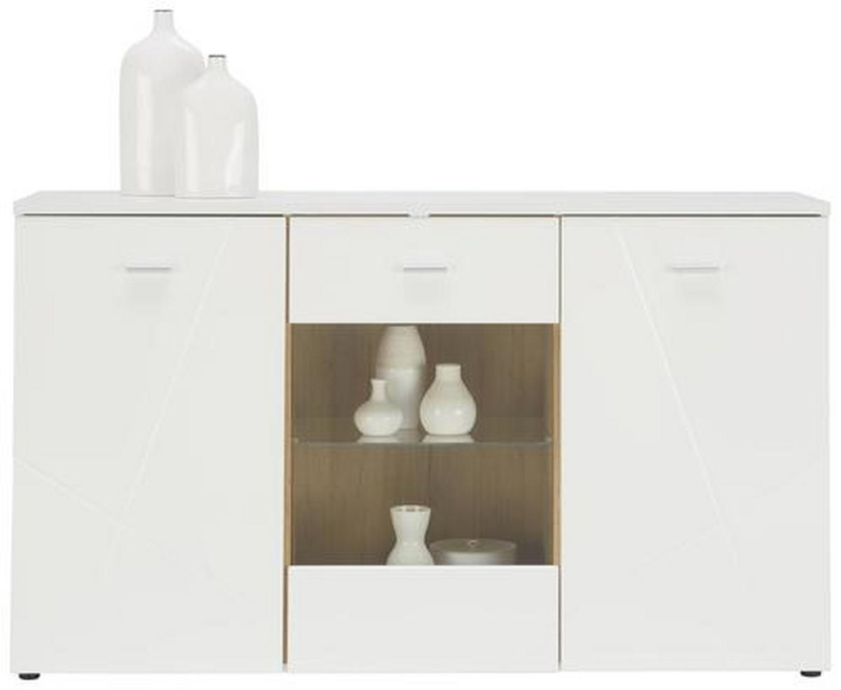 KOMMODE  in 150/88/42 cm  - Eichefarben/Silberfarben, MODERN, Glas/Holzwerkstoff (150/88/42cm) - MID.YOU
