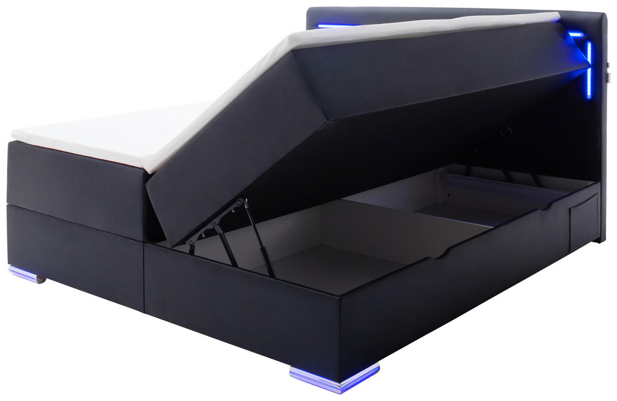 POSTEL BOXSPRING, 180/200 cm, černá - barvy stříbra/černá, Design, textil/plast (180/200cm) - Xora