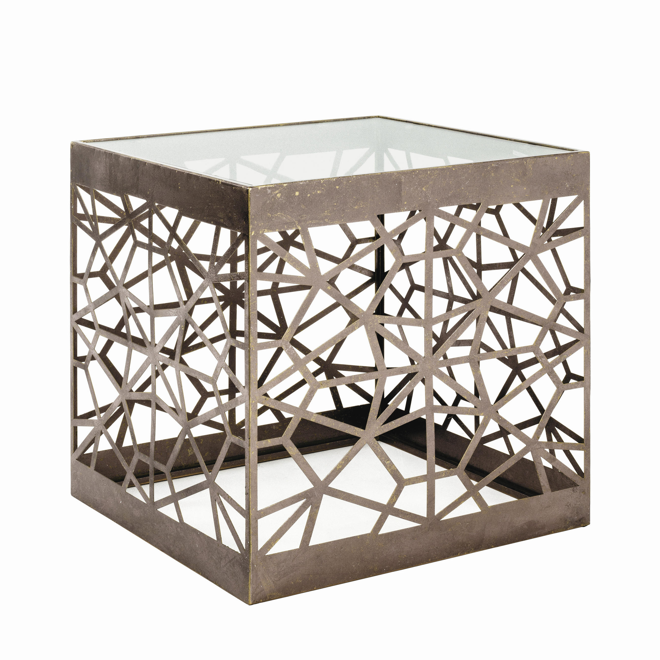 BEISTELLTISCH 50/50/50 cm Bronzefarben  - Bronzefarben, Design, Glas/Metall (50/50/50cm)