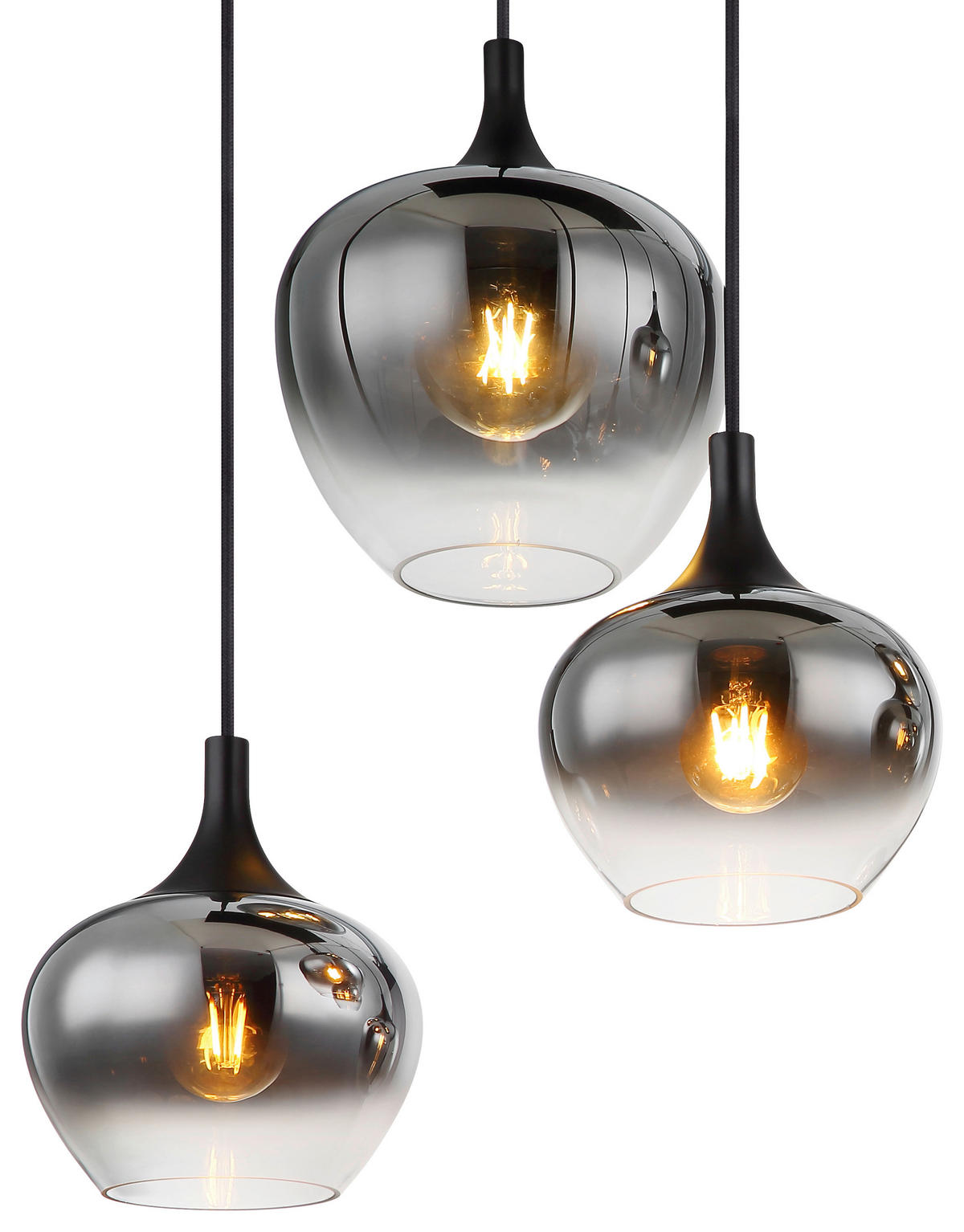 HÄNGELEUCHTE 86/42/120 cm    - Schwarz, Basics, Glas/Metall (86/42/120cm) - Globo