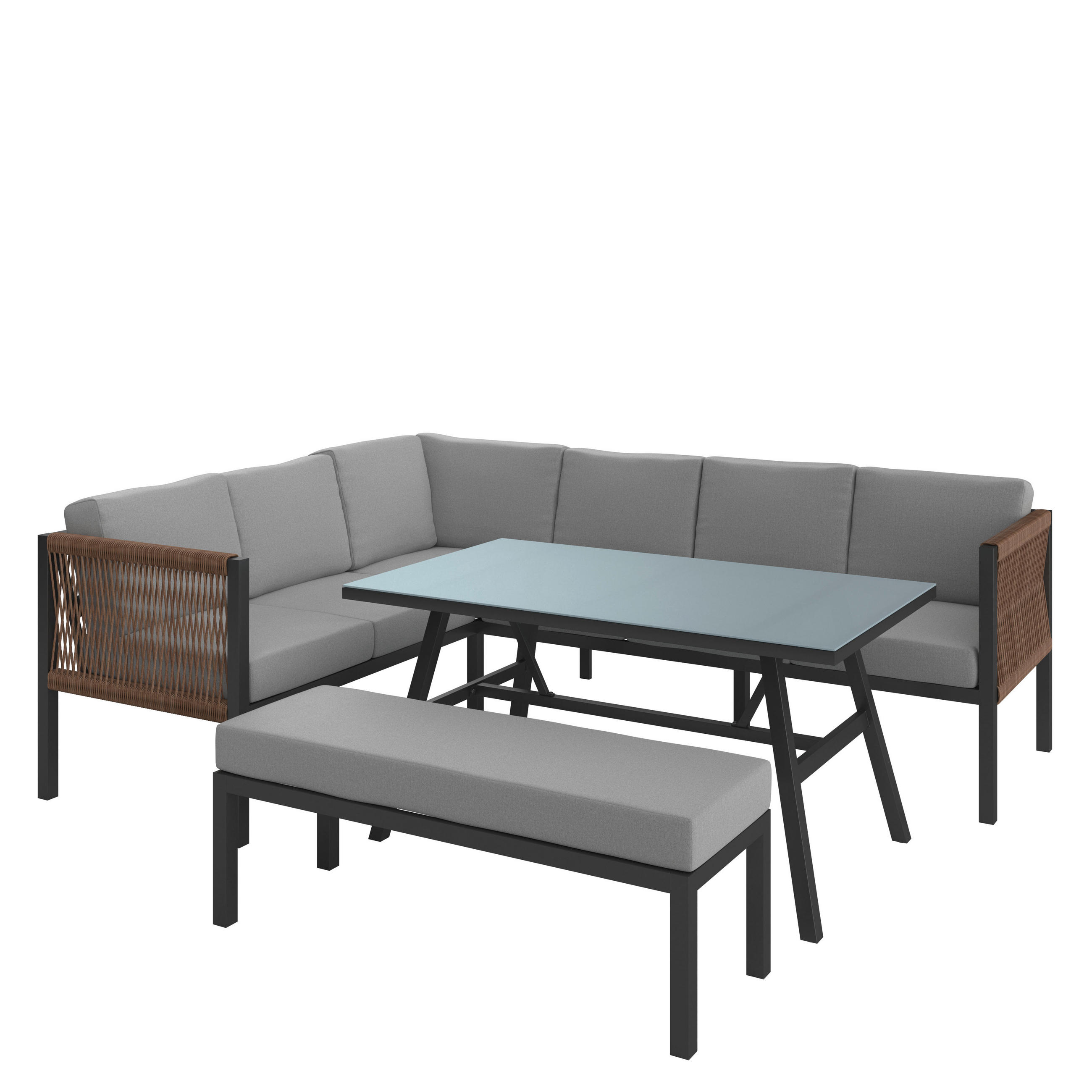 LOUNGE GARNITURA tkanina aluminij  - temno siva/antracit, Moderno, kovina/umetna masa (187/241cm) - Ambia Garden