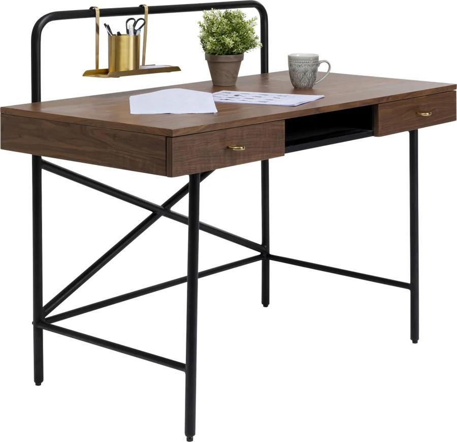 SCHREIBTISCH 121/64/100 cm  in Braun, Messingfarben  - Messingfarben/Goldfarben, Trend, Holz/Metall (121/64/100cm) - Kare-Design