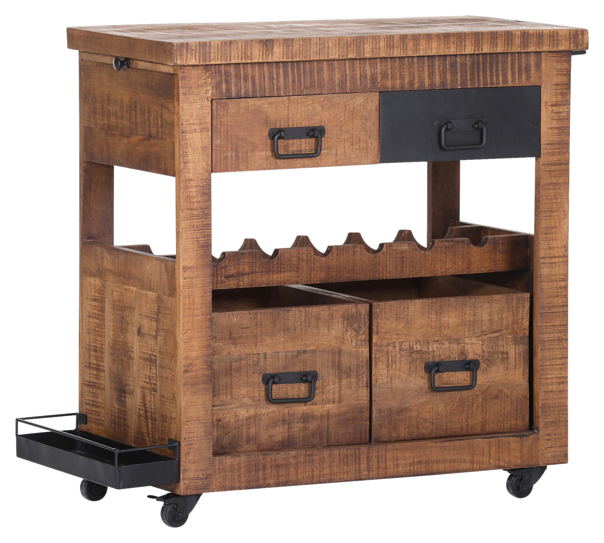 BARWAGEN Mangoholz massiv Naturfarben, Schwarz  - Schwarz/Naturfarben, KONVENTIONELL, Holz/Holzwerkstoff (97/43/85cm) - Landscape