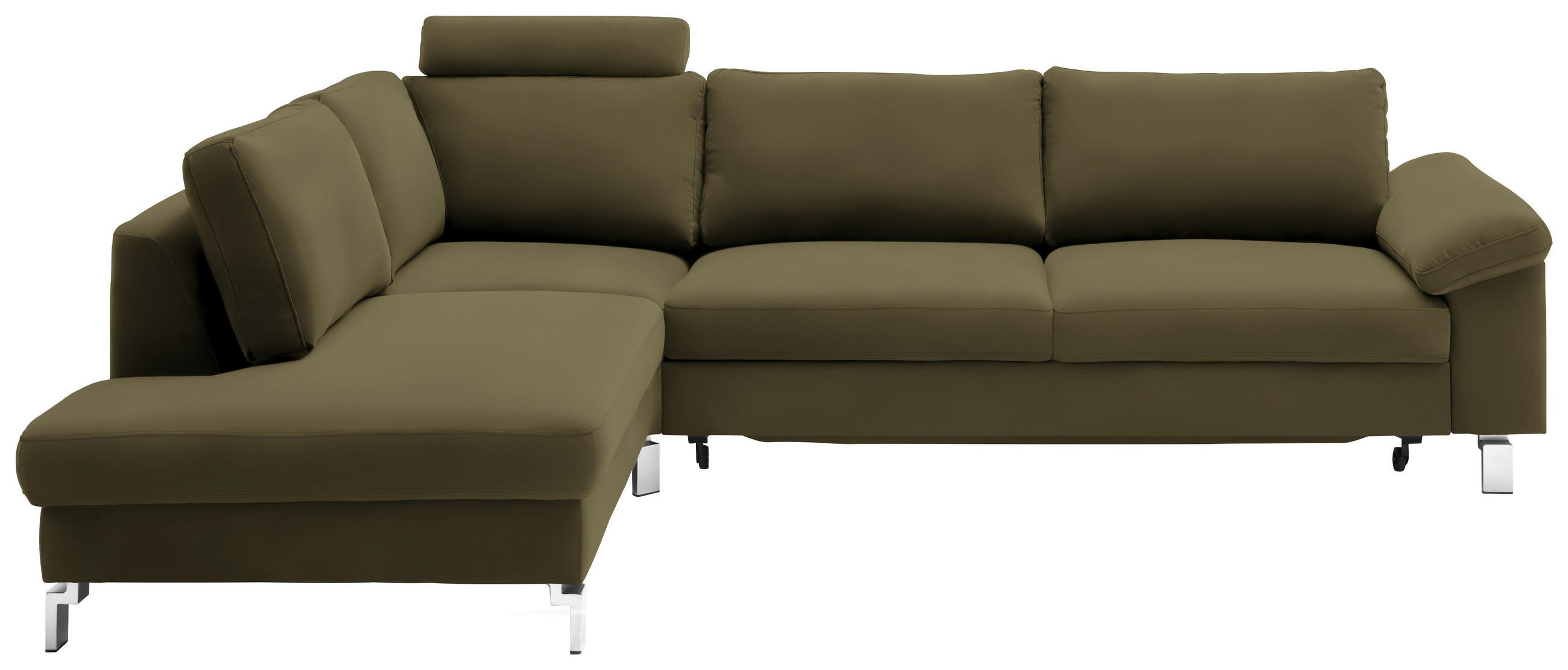 ECKSOFA in Echtleder Grün  200/281 cm  - Chromfarben/Grün, Design, Leder/Metall (200/281cm) - Pure Home Lifestyle