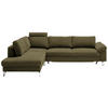 ECKSOFA in Echtleder Grün  - Chromfarben/Grün, Design, Leder/Metall (200/281cm) - Pure Home Lifestyle