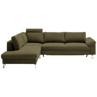 ECKSOFA in Echtleder Grün  - Chromfarben/Grün, Design, Leder/Metall (200/281cm) - Pure Home Lifestyle