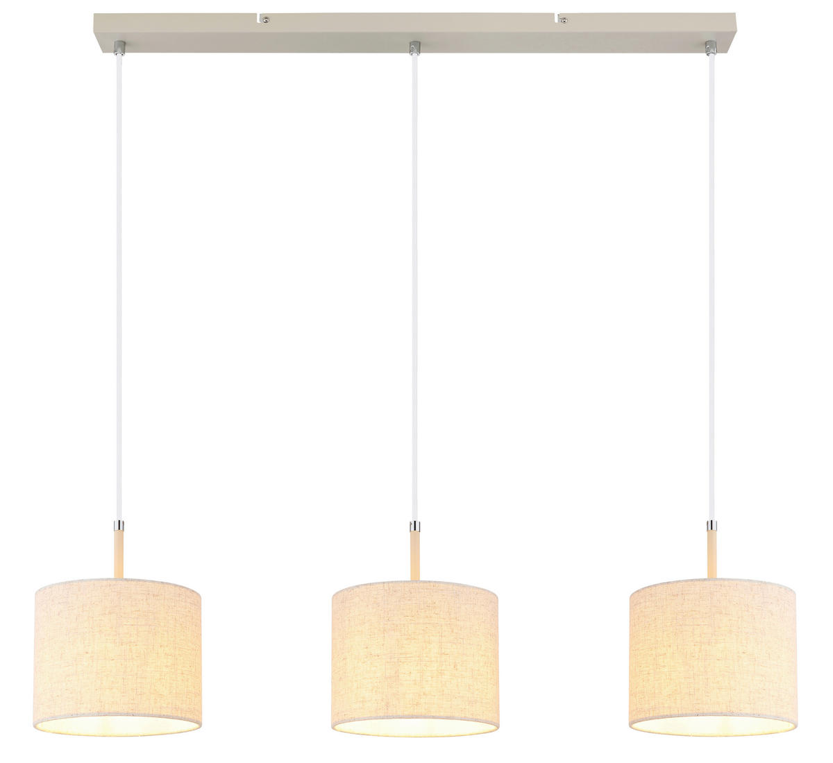 HÄNGELEUCHTE Deleon 90/20/120 cm  - Sandfarben/Chromfarben, Design, Kunststoff/Textil (90/20/120cm) - Globo