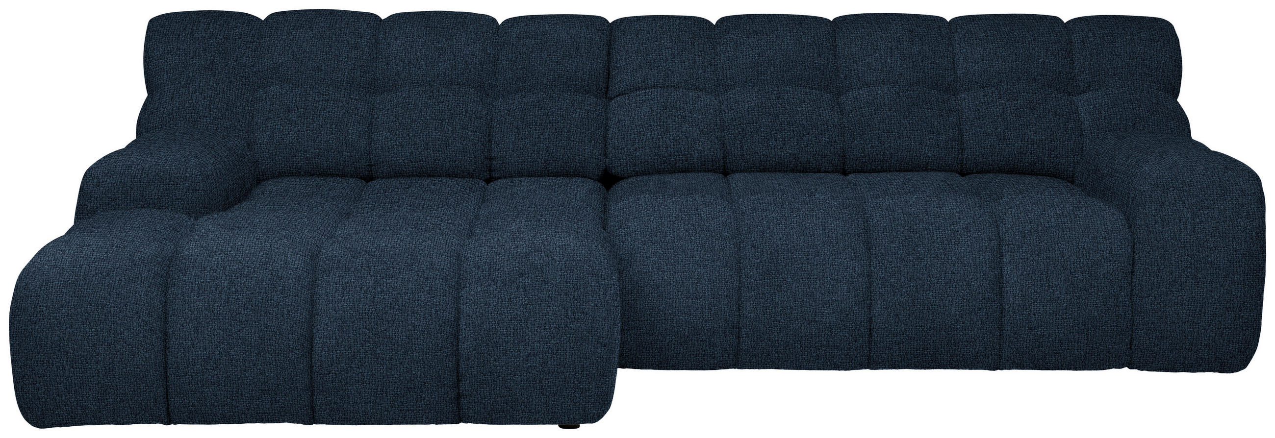 ECKSOFA in Webstoff Dunkelblau  - Schwarz/Dunkelblau, Modern, Kunststoff/Textil (180/297cm) - Welnova
