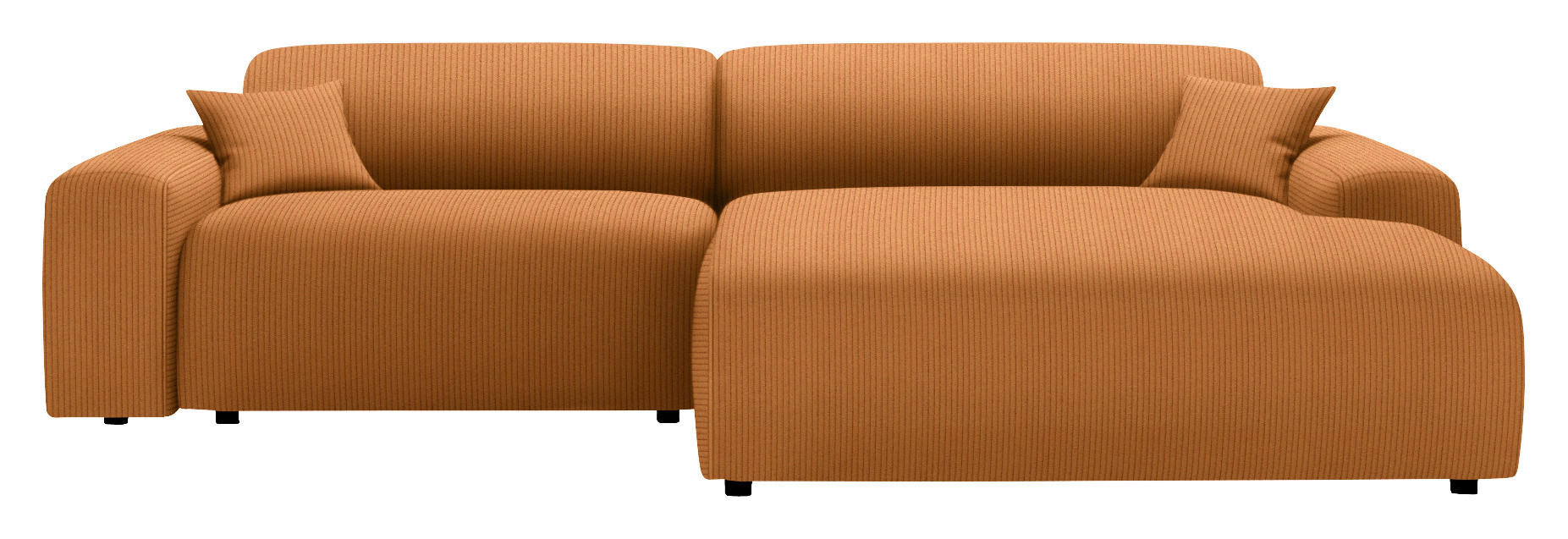 ECKSOFA in Velours, Feincord Rostfarben  - Rostfarben/Schwarz, Design, Kunststoff/Textil (292/178cm) - Livetastic