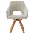 ARMLEHNSTUHL  Stoffauswahl, Sitzfläche 180° drehbar, automatische Rückholfunktion Webstoff  - Wildeiche/Hellgrau, KONVENTIONELL, Holz/Textil (57/84/57cm) - Voleo