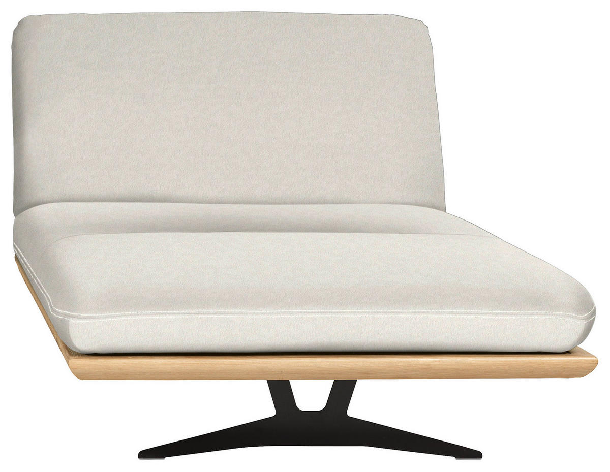 OTTOMANE Weiß Echtleder  - Beige/Schwarz, Design, Leder/Holz (114/92/165cm) - Dieter Knoll