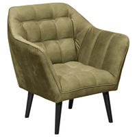 COCKTAILSESSEL Mikrovelours Olivgrün  - Schwarz/Olivgrün, Modern, Holz/Holzwerkstoff (84/87/70cm) - MID.YOU
