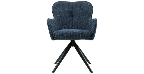 ARMLEHNSTUHL in Eisen Webstoff - Blau/Schwarz, Design, Textil/Metall (62/88/65cm) - Novel