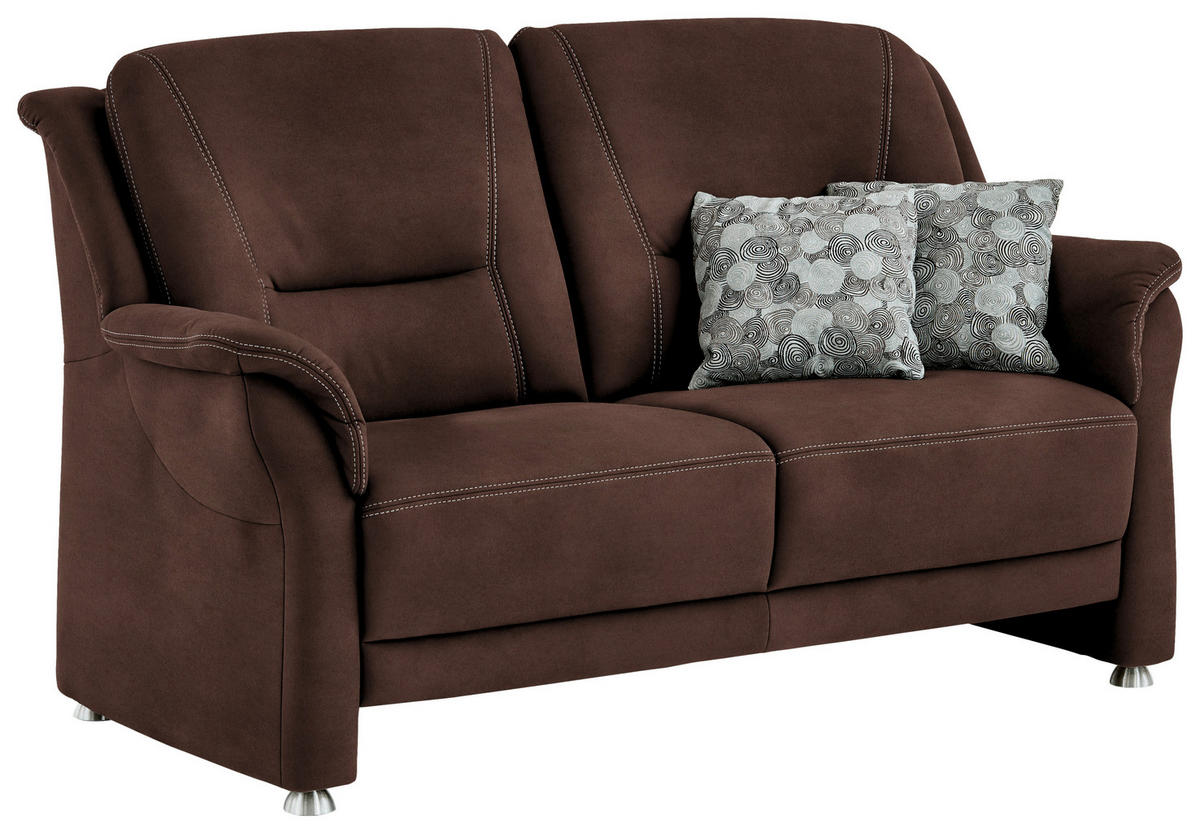 2,5-SITZER  in Mikrofaser Braun  - Beige/Alufarben, KONVENTIONELL, Textil/Metall (172/100/89cm) - Beldomo Comfort