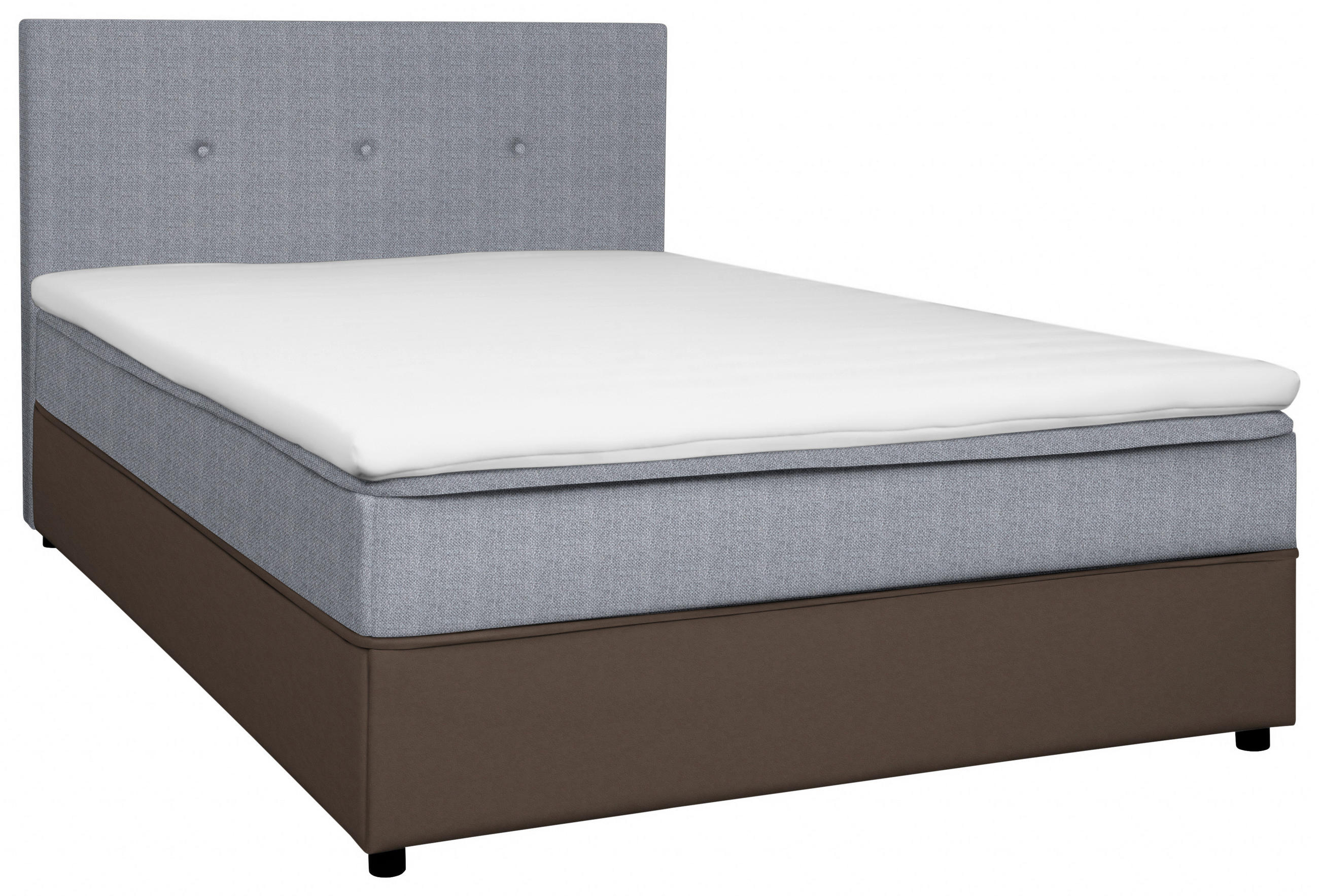 BOX-ÁGY 140/200 cm  szürke, világosszürke  - világosszürke/fekete, Konventionell, textil/fa (140/200cm) - Carryhome