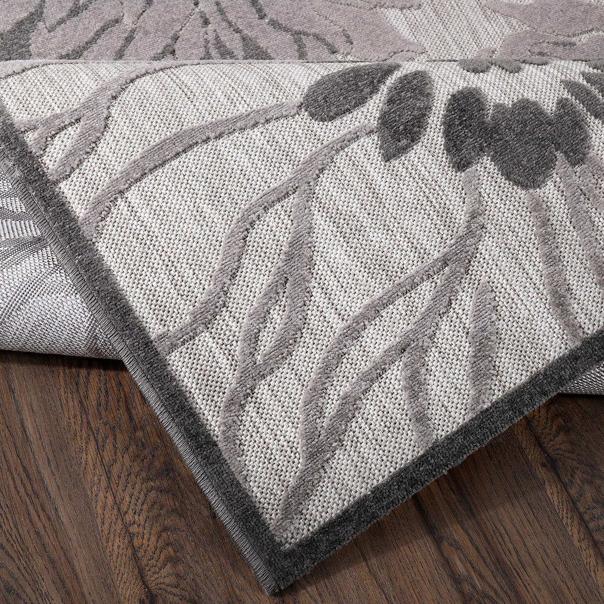 TEPIH ZA UNUTAR./VANJ. UPORAB 80/150 cm   siva, svijetlo siva  Floral  - siva/svijetlo siva, Lifestyle, tekstil/plastika (80/150cm)