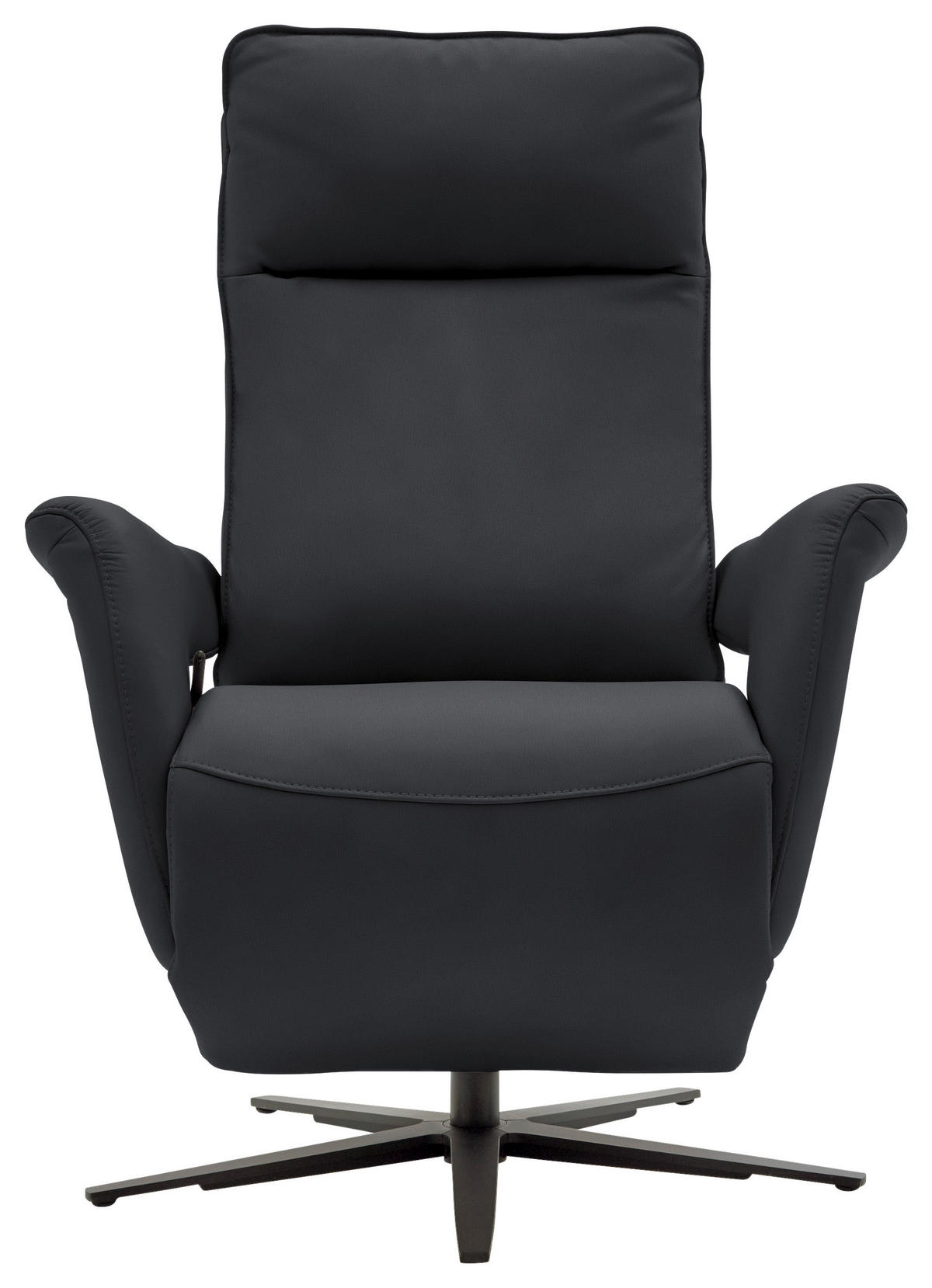 RELAXSESSEL in Leder Anthrazit  - Anthrazit/Schwarz, Design, Leder/Metall (83/116/87cm) - Valdera