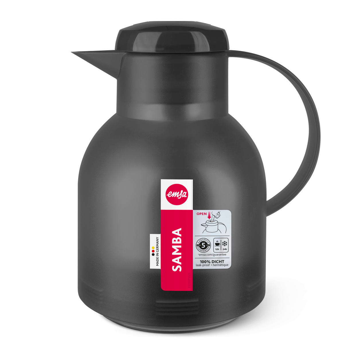 ISOLIERKANNE SAMBA 1 L  - Schwarz, Basics, Kunststoff (1l) - Emsa