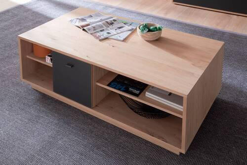 COUCHTISCH in Glas, Holzwerkstoff 115/65/44 cm  - Eiche Bianco/Anthrazit, Design, Glas/Holzwerkstoff (115/65/44cm) - MID.YOU