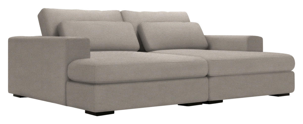 BIGSOFA in Cord Taupe  - Taupe/Schwarz, Design, Textil (223/80/158cm) - Lomoco
