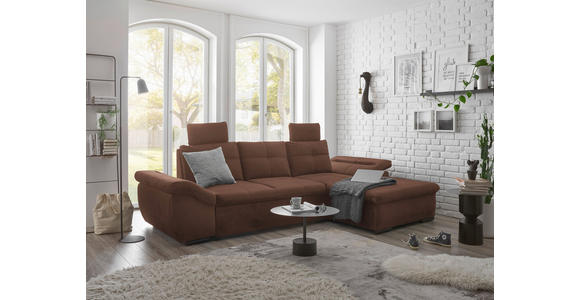 ECKSOFA  in Mikrovelours Kupferfarben  - Schwarz/Kupferfarben, KONVENTIONELL, Kunststoff/Textil (275/170cm) - Carryhome