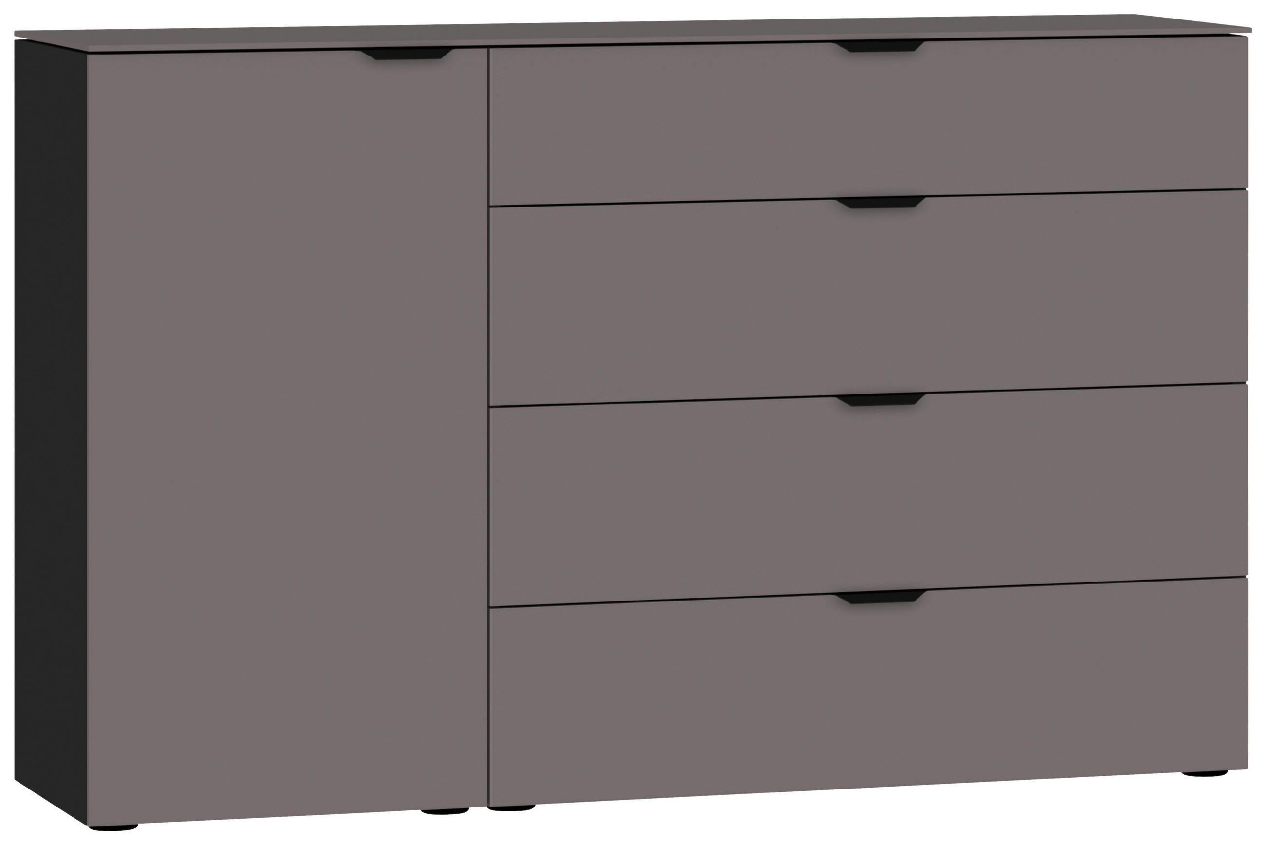 SIDEBOARD 135/87/43 cm  in Schwarz, Dunkelgrau  - Dunkelgrau/Schwarz, Design, Glas/Holzwerkstoff (135/87/43cm) - Jutzler