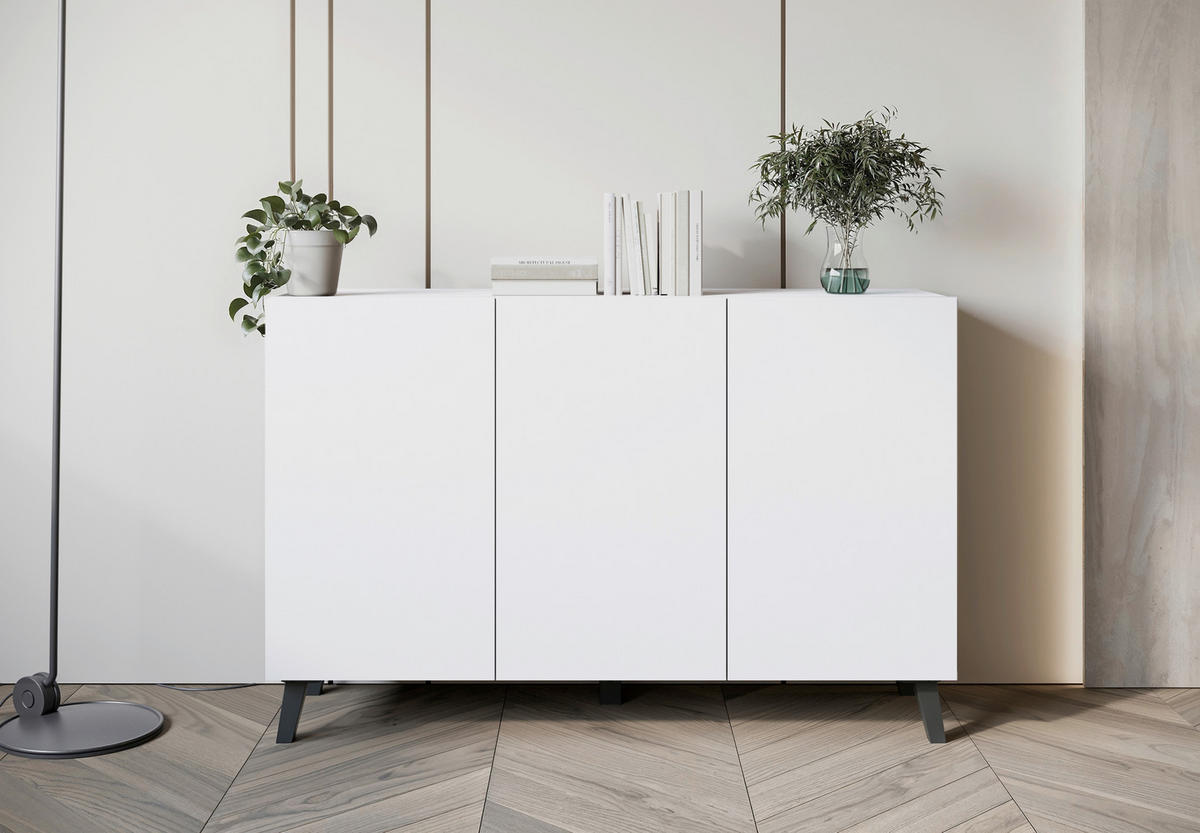 SIDEBOARD 120/76/39 cm  - vit/svart, Design, trämaterial/plast (120/76/39cm) - Livetastic