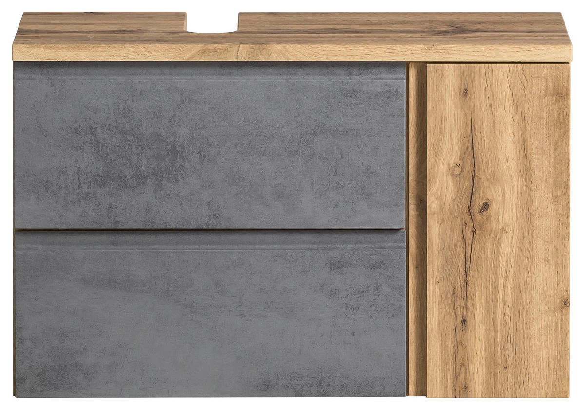 SKRINKA POD UMÝVADLO, 85/56/35 cm - svetlosivá/dub wotan, Modern, kompozitné drevo (85/56/35cm) - Held