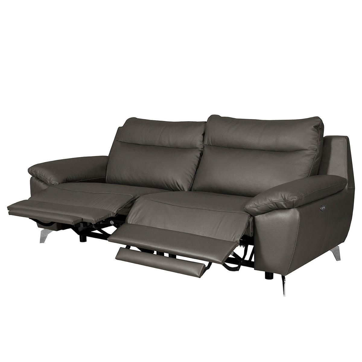 2,5-SITZER 216/95/96 cm PERLE in Echtleder Anthrazit   - Chromfarben/Anthrazit, Design, Leder/Metall (216/95/96cm) - Livetastic