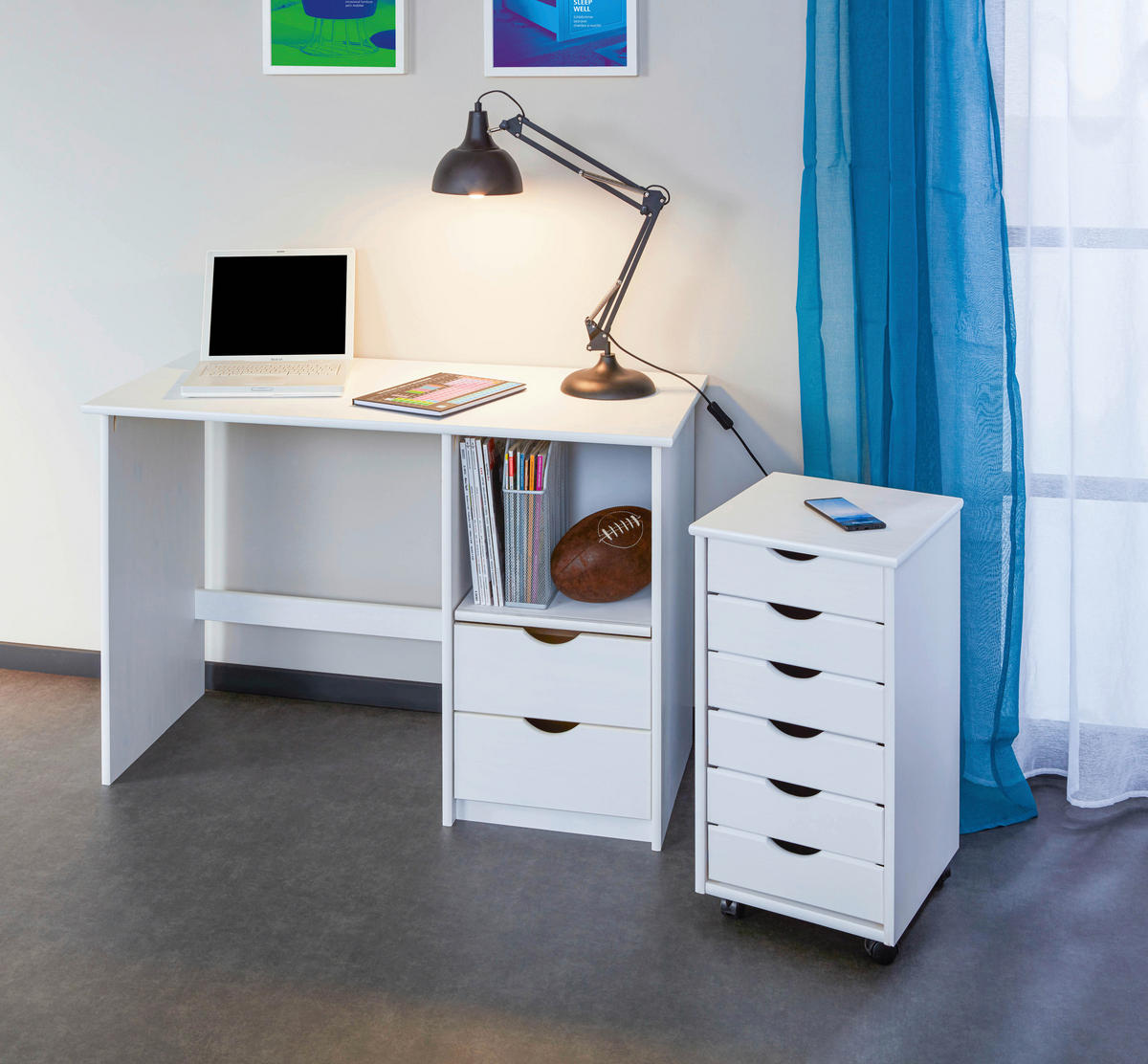 ROLLCONTAINER Kiefer massiv Weiß  - Weiß, Basics, Holz/Kunststoff (35/65/40cm) - MID.YOU