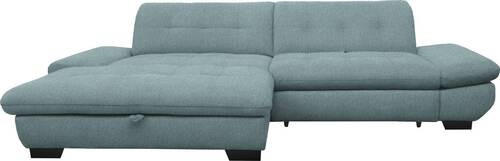 ECKSOFA in Mikrofaser Pastellblau  - Pastellblau/Schwarz, Design, Textil/Metall (198/290cm) - Xora