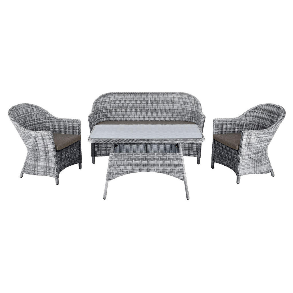 Ambia Garden SÚPRAVA ZÁHRADNÉHO NÁBYTKU 7-dielne, kov, plast, sklo, textil