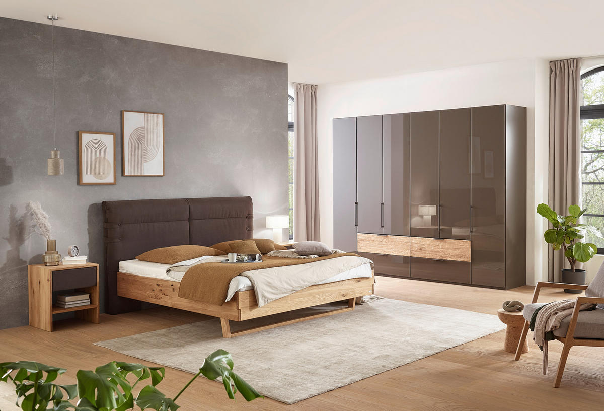 KLEIDERSCHRANK  in Anthrazit, Eichefarben  - Schieferfarben/Eichefarben, Design, Glas/Holzwerkstoff (300/216/58cm) - Dieter Knoll