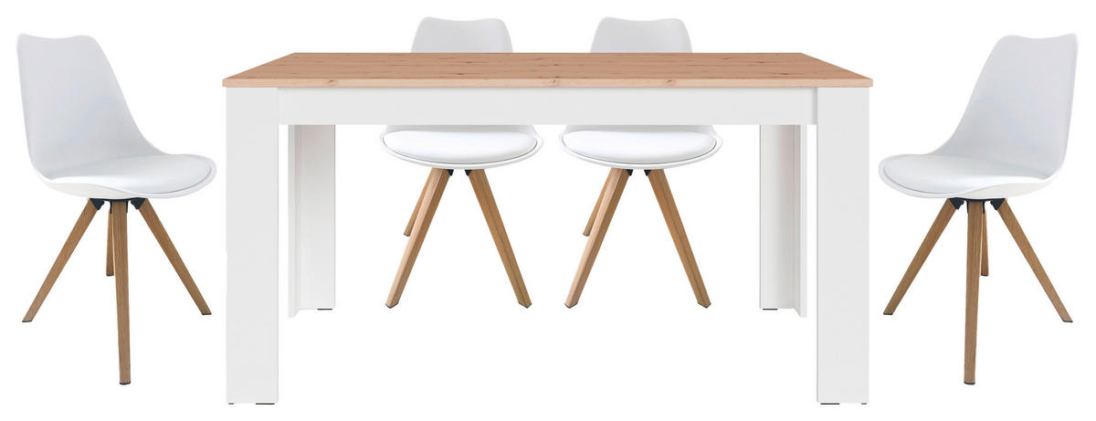 TISCHGRUPPE Weiß, Eiche Artisan  - Weiß/Eiche Artisan, MODERN, Kunststoff/Metall - MID.YOU