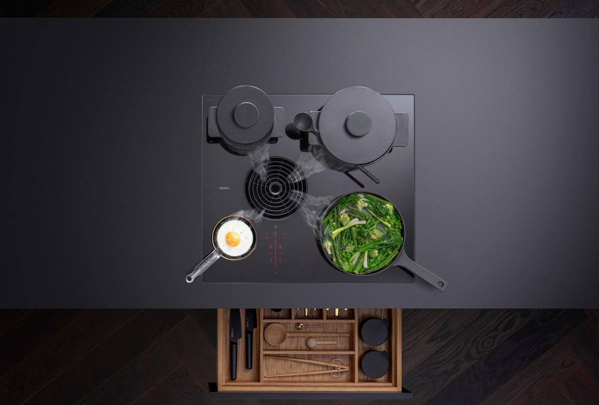 KOCHFELD-DUNSTABZUG-KOMBI PURSU  - Schwarz, Basics, Glas/Metall (58/51,5/19,9cm) - Bora