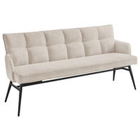 SITZBANK 180/88/68 cm Mikrofaser Creme, Schwarz  - Creme/Schwarz, Design, Textil/Metall (180/88/68cm) - SetOne by Musterring