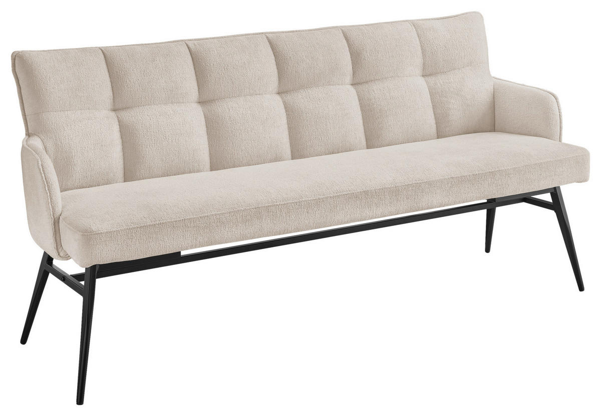 SITZBANK 180/88/68 cm Mikrofaser Creme, Schwarz  - Creme/Schwarz, Design, Textil/Metall (180/88/68cm) - SetOne by Musterring