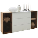 SIDEBOARD Weiß, Eichefarben  182/90/44 cm  - Eichefarben/Anthrazit, Design, Glas/Holz (182/90/44cm) - Johann Jakob