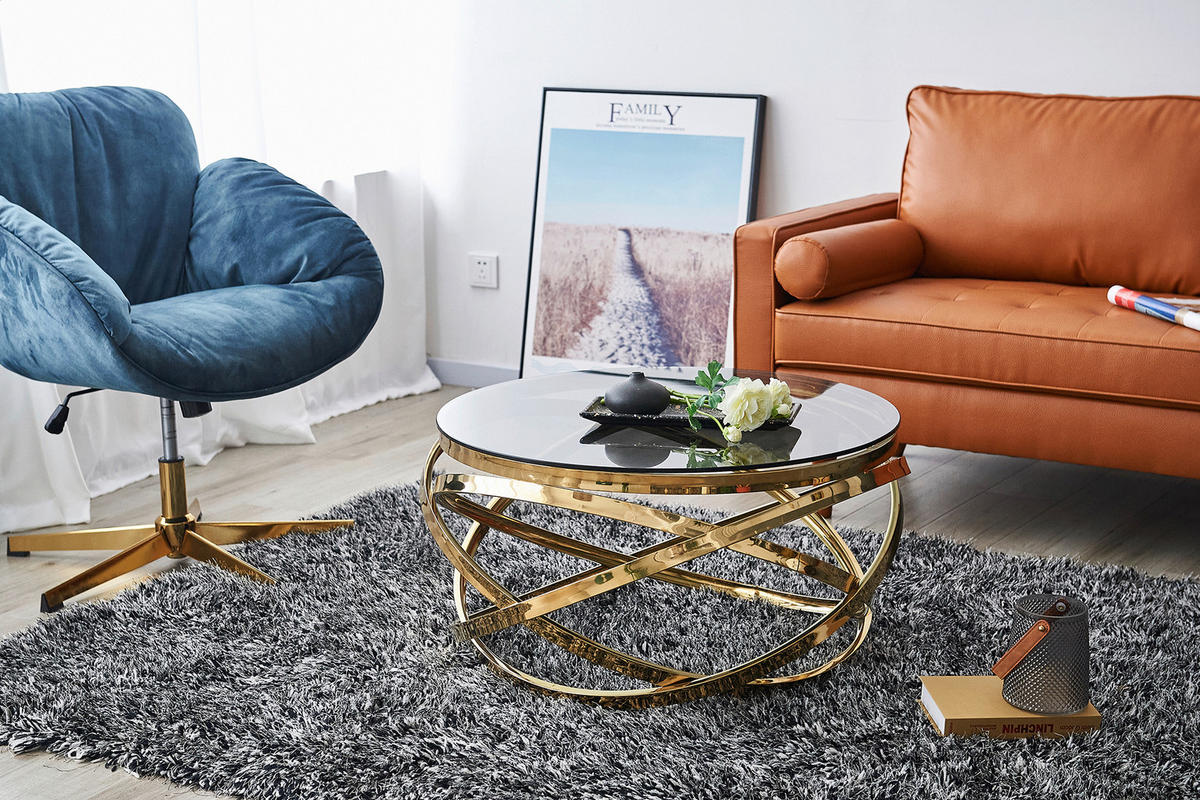 COUCHTISCH in Metall, Glas 80/80/42 cm  - Goldfarben/Grau, Design, Glas/Metall (80/80/42cm) - Livetastic
