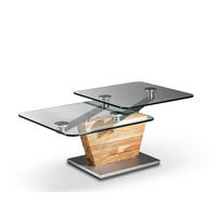 COUCHTISCH Asteiche massiv ESG, Klarglas 113/60/41/44 cm rechteckig Eichefarben, Edelstahlfarben  - Edelstahlfarben/Eichefarben, Basics, Glas/Holz (113/60/41/44cm) - Novel