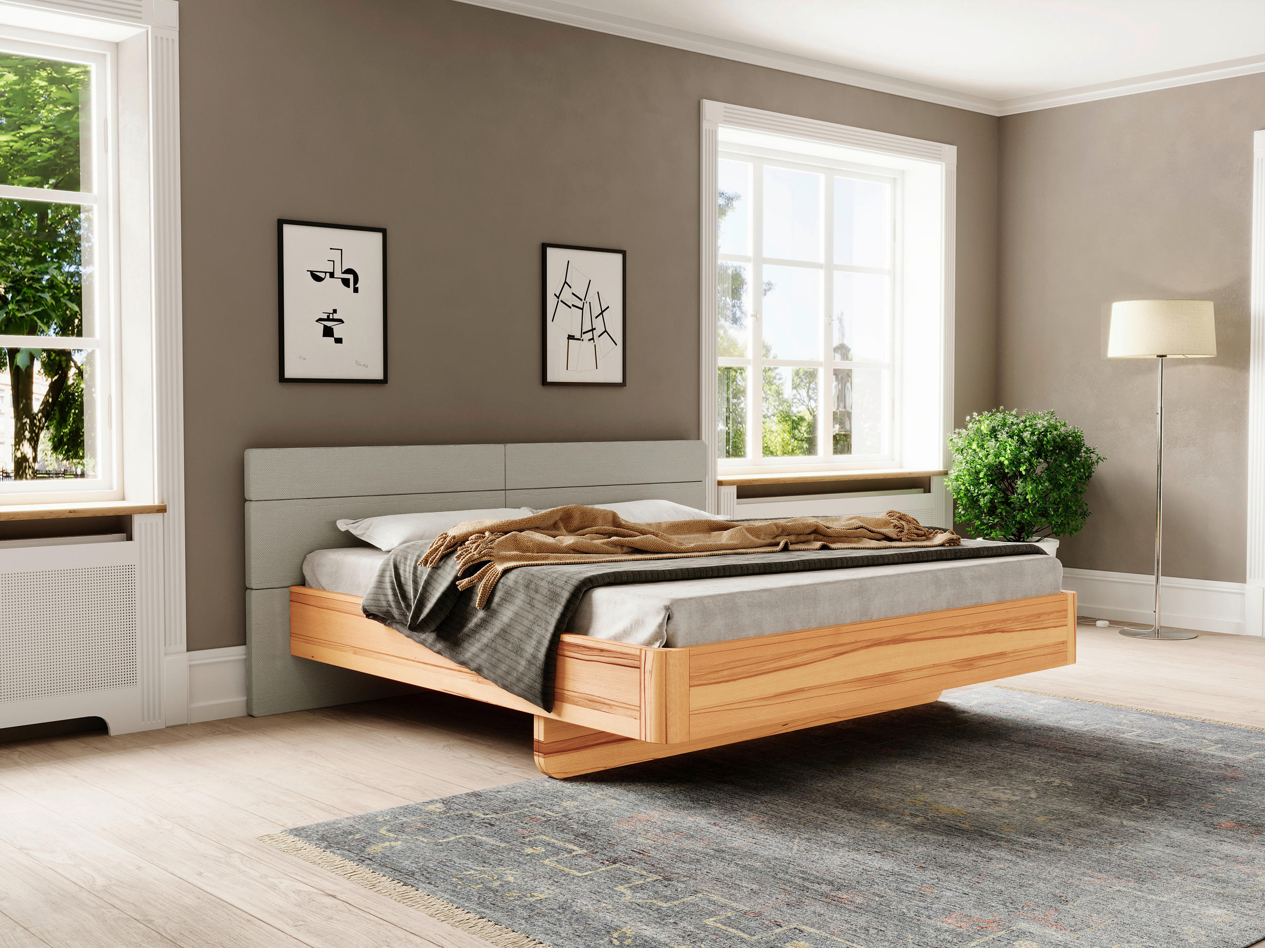 BETT 160/200 cm  in Naturfarben  - Beige/Naturfarben, MODERN, Holz/Textil (160/200cm) - MID.YOU