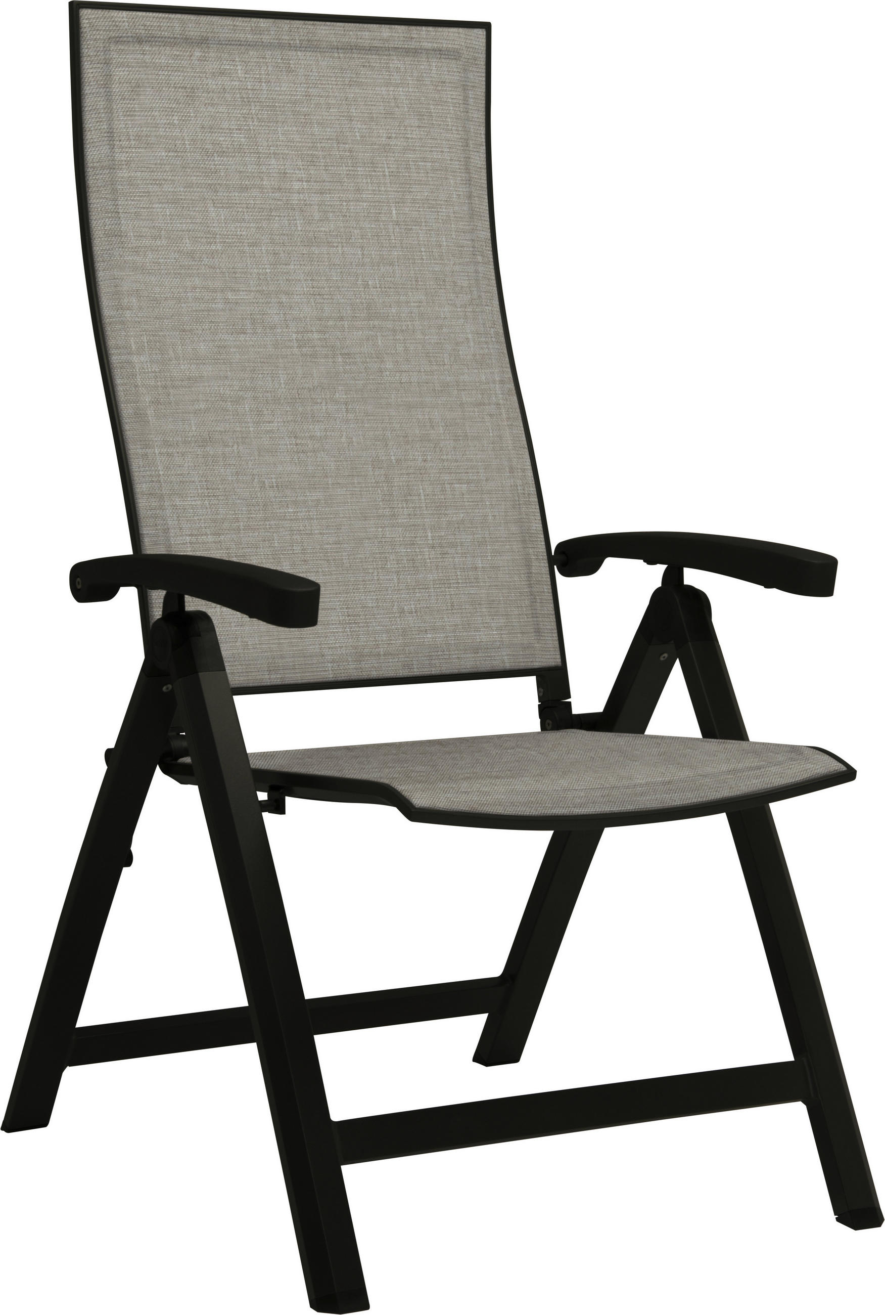GARTENKLAPPSESSEL in Metall, Textil Grau, Schwarz  - Schwarz/Grau, Design, Textil/Metall (63/115/71cm) - Stern