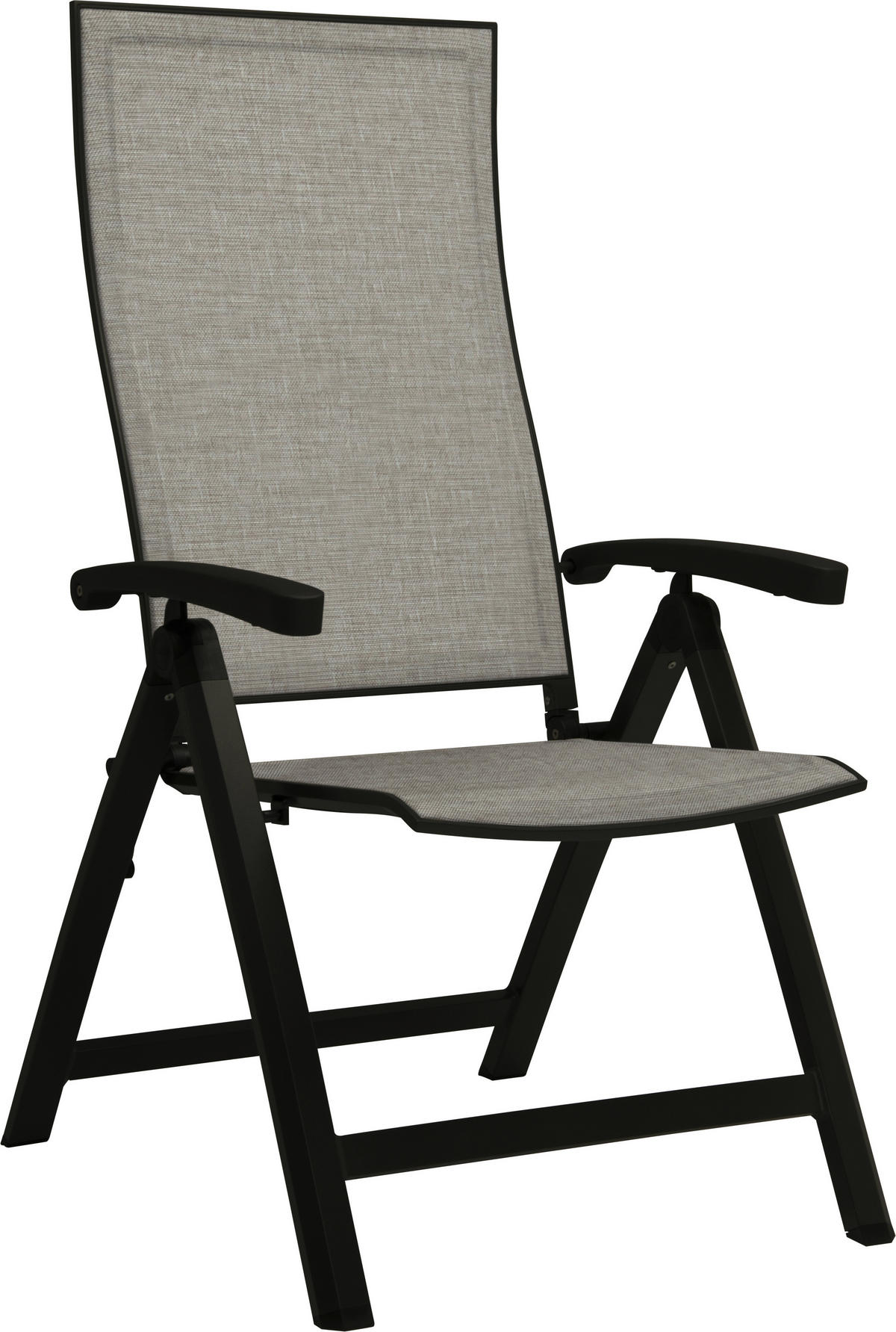 GARTENKLAPPSESSEL in Metall, Textil Grau, Schwarz  - Schwarz/Grau, Design, Textil/Metall (63/115/71cm) - Stern