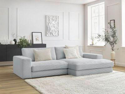 ECKSOFA  LEONARD Hellgrau Cord  - Hellgrau/Schwarz, MODERN, Kunststoff/Textil (274/159cm)