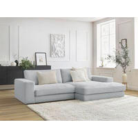 ECKSOFA  LEONARD Hellgrau Cord  - Hellgrau/Schwarz, MODERN, Kunststoff/Textil (274/159cm)
