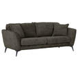 BIGSOFA Chenille Dunkelgrau  - Dunkelgrau/Schwarz, KONVENTIONELL, Textil/Metall (215/70/98cm) - Carryhome