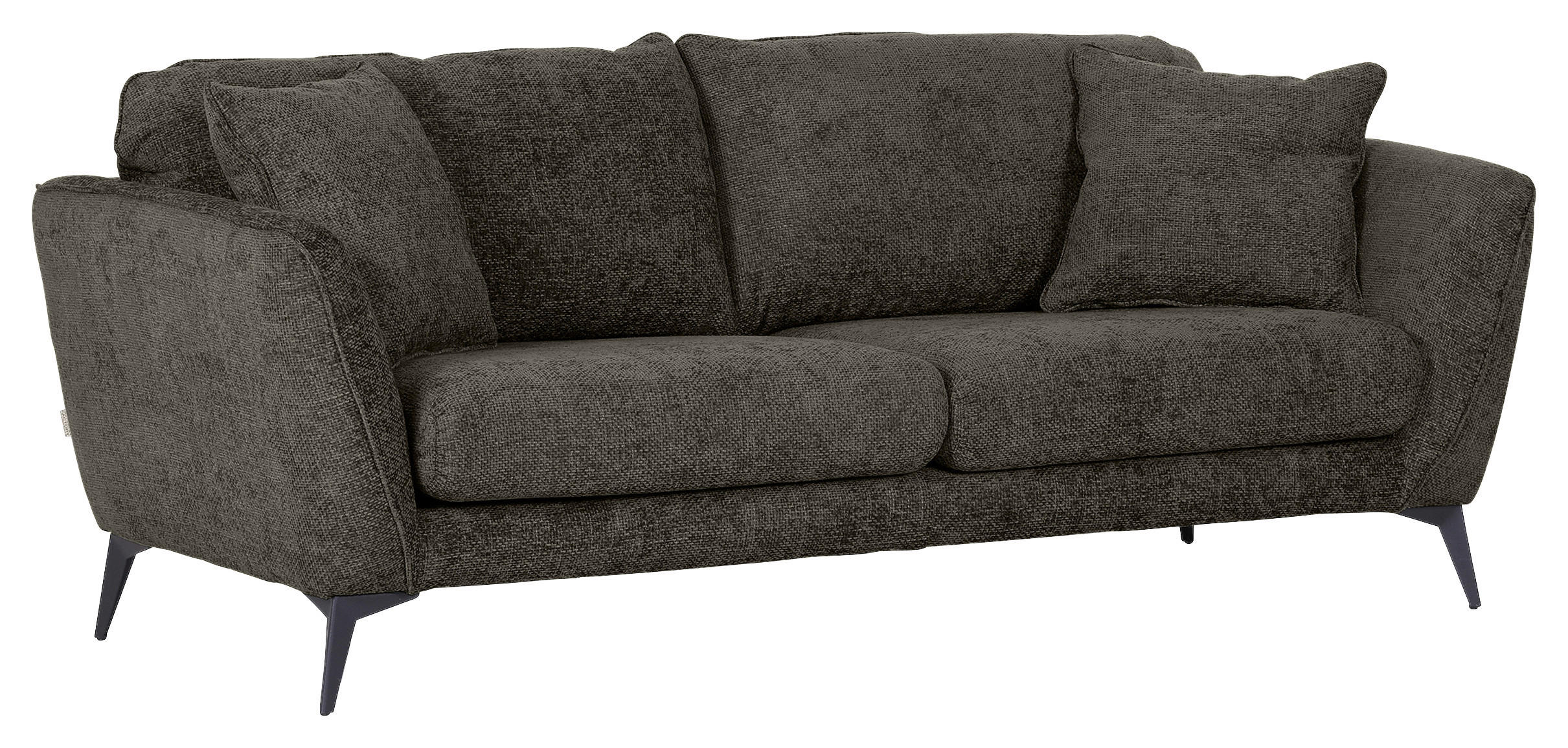 BIGSOFA Chenille Dunkelgrau  - Dunkelgrau/Schwarz, KONVENTIONELL, Textil/Metall (215/70/98cm) - Carryhome