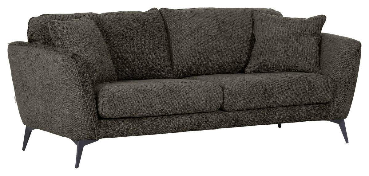 BIGSOFA Chenille Dunkelgrau  - Dunkelgrau/Schwarz, KONVENTIONELL, Textil/Metall (215/70/98cm) - Carryhome