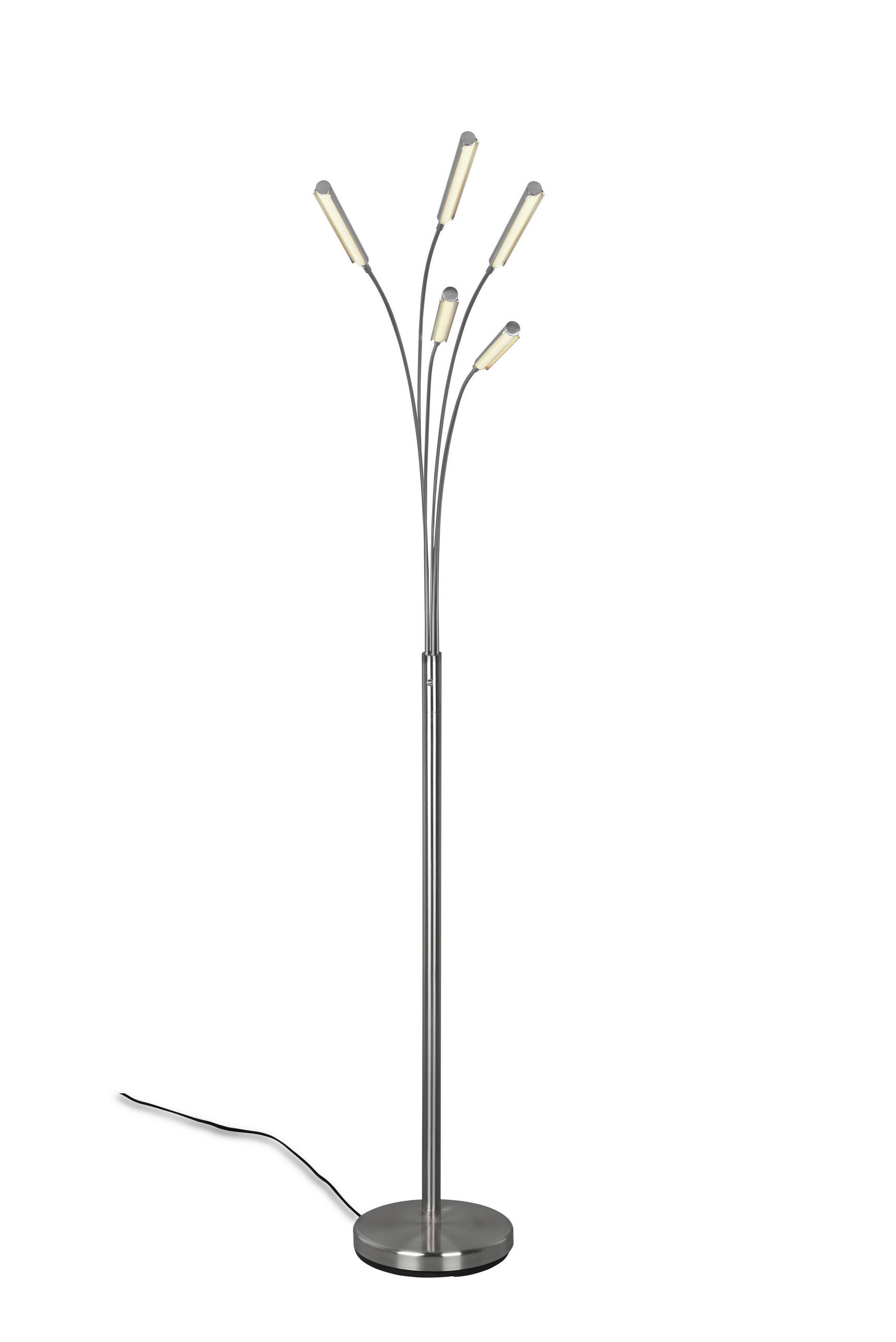 LED STOJACÍ LAMPA, 30,5/195/85,7 cm  - barvy niklu, Design, kov (30,5/195/85,7cm)