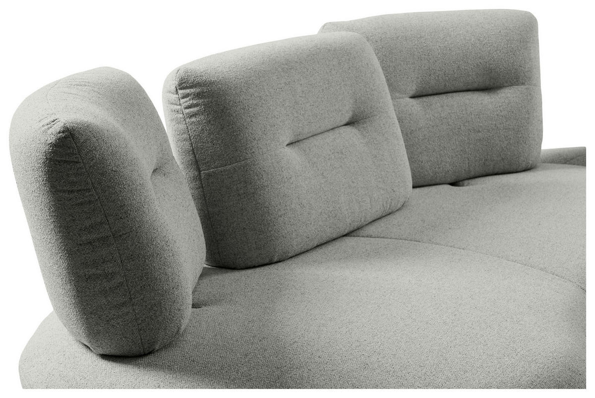 BIGSOFA Flachgewebe Hellgrau  - Hellgrau/Schwarz, Design, Textil/Metall (456/93/138cm) - Moderano